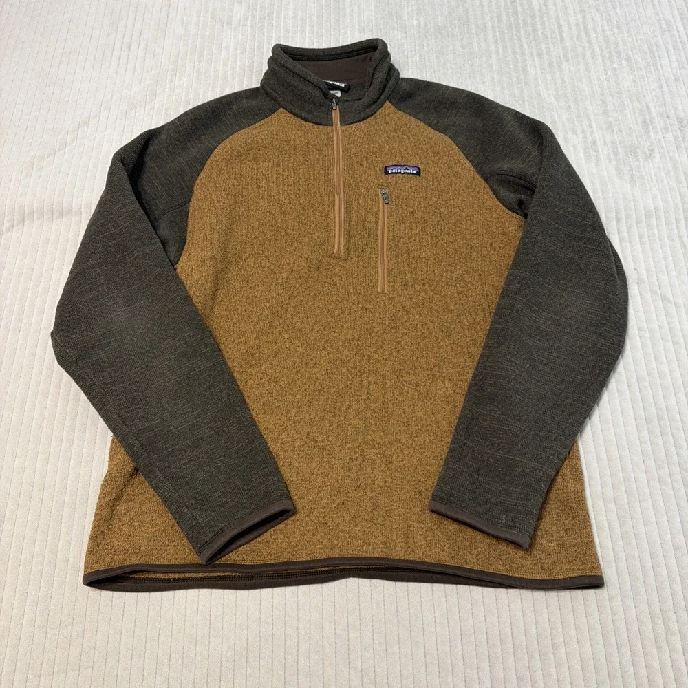 Patagonia Better Sweater Mens Medium  Pullover 1/4 Zip Fleece Brown